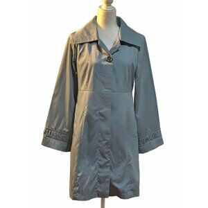 EUC Womens Hilary Radley New York Trench Rain Coat Size Small Blue Lined